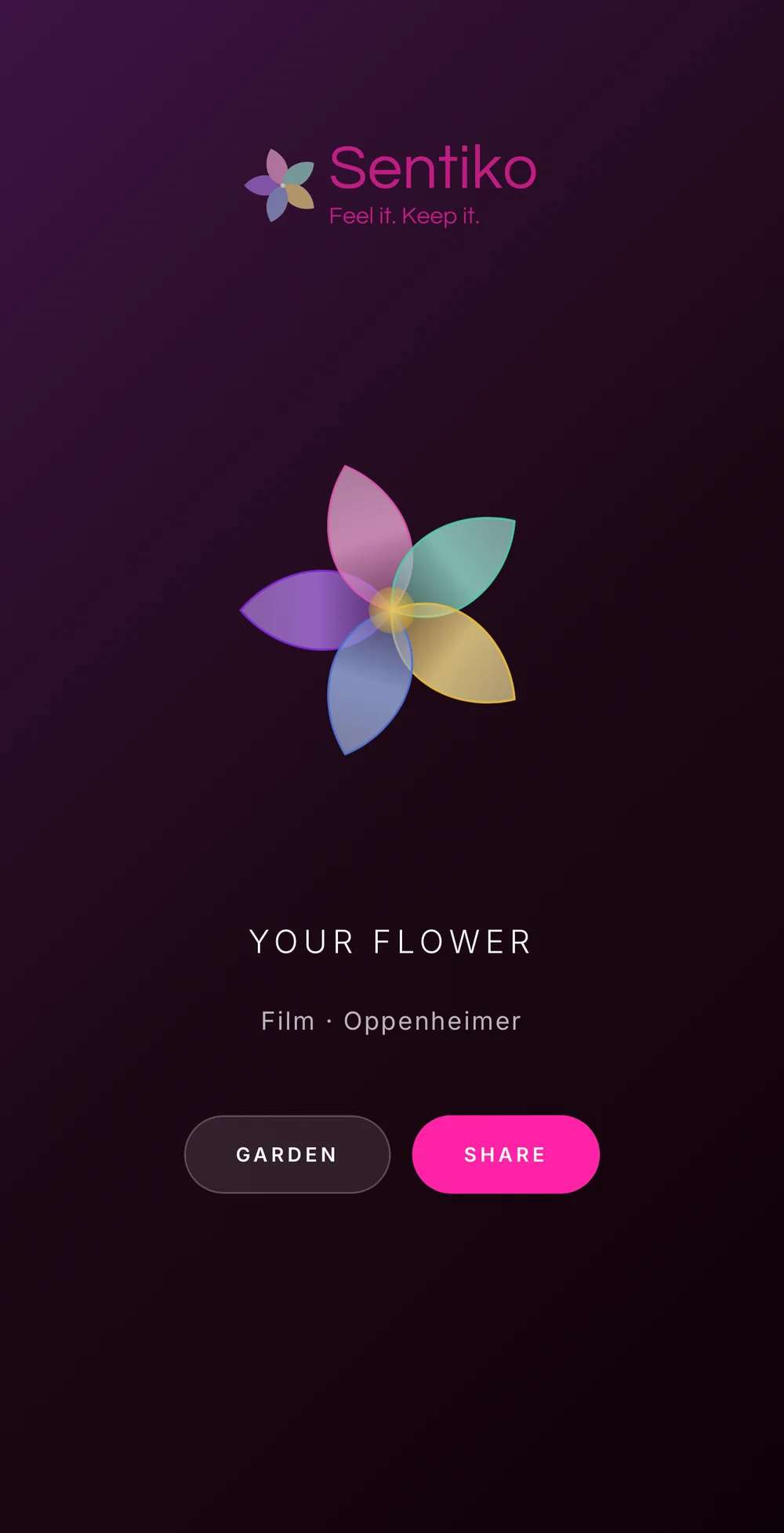 A Sentiko flower on the dark garden screen
