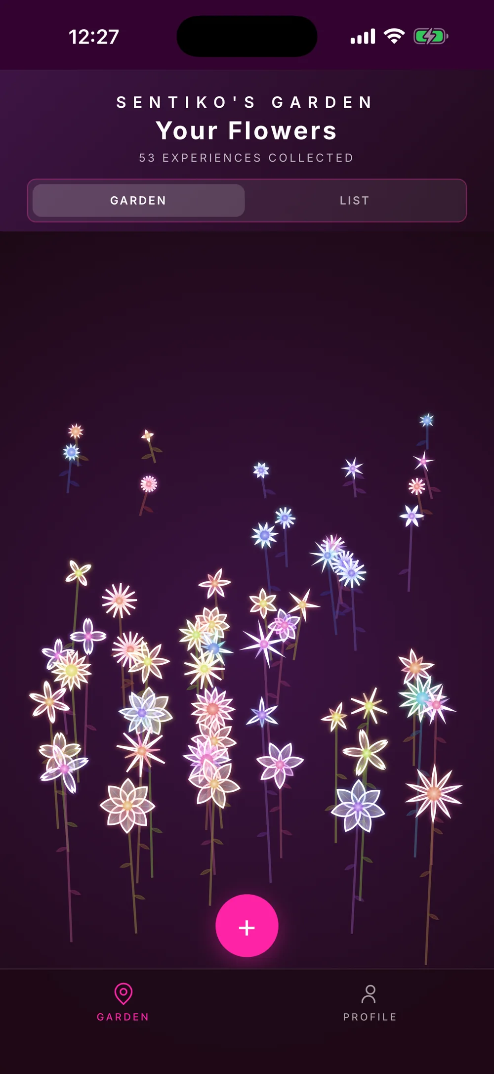 A full Sentiko garden of collected flowers